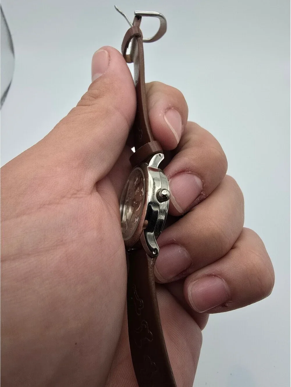 Armitron Scooby-Doo Kids Quartz Analog Watch Silver Dial Brown Leather Strap